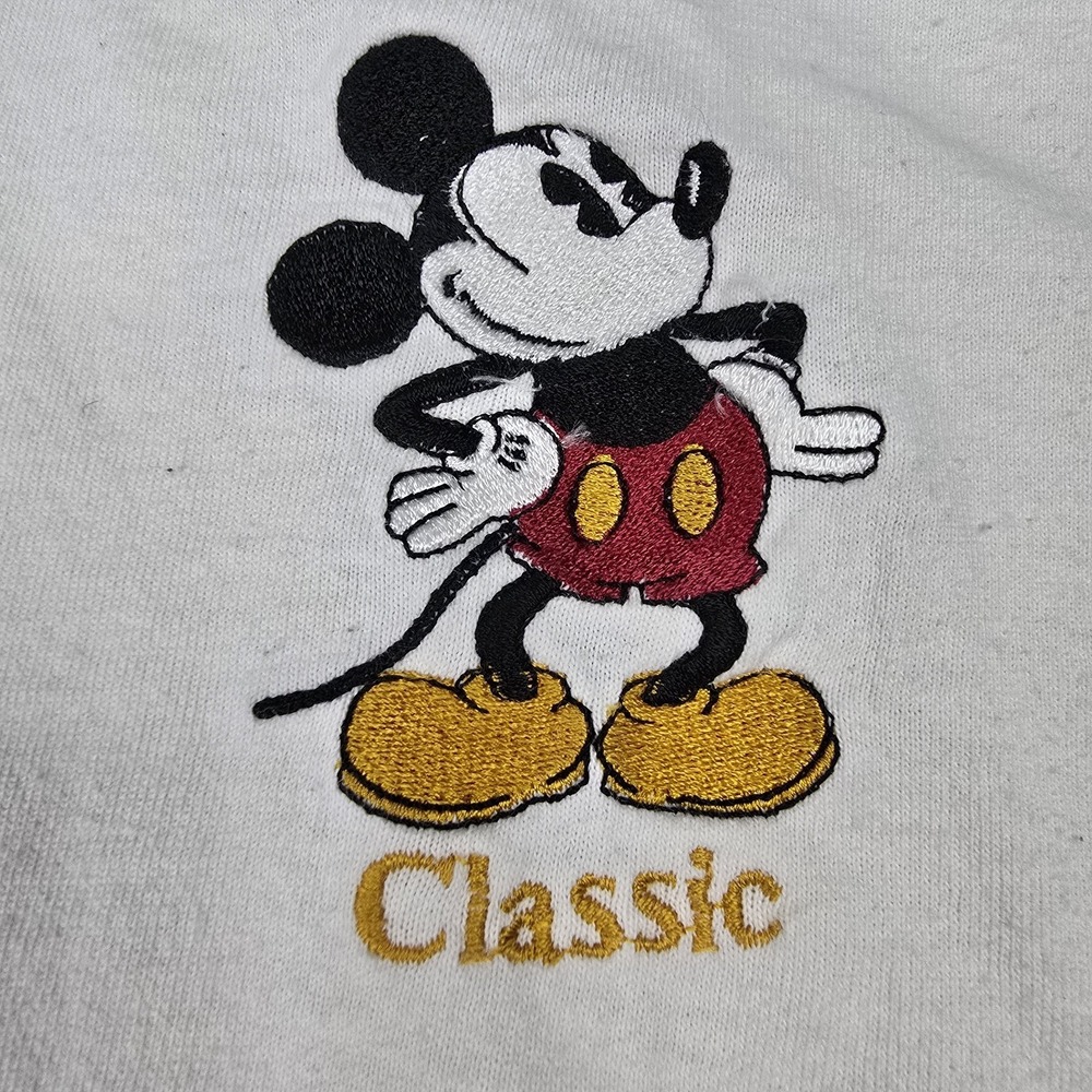 Vintage Mickey & Co HenleyShirt Mens XL Embroidered White Short‎ Sleeve